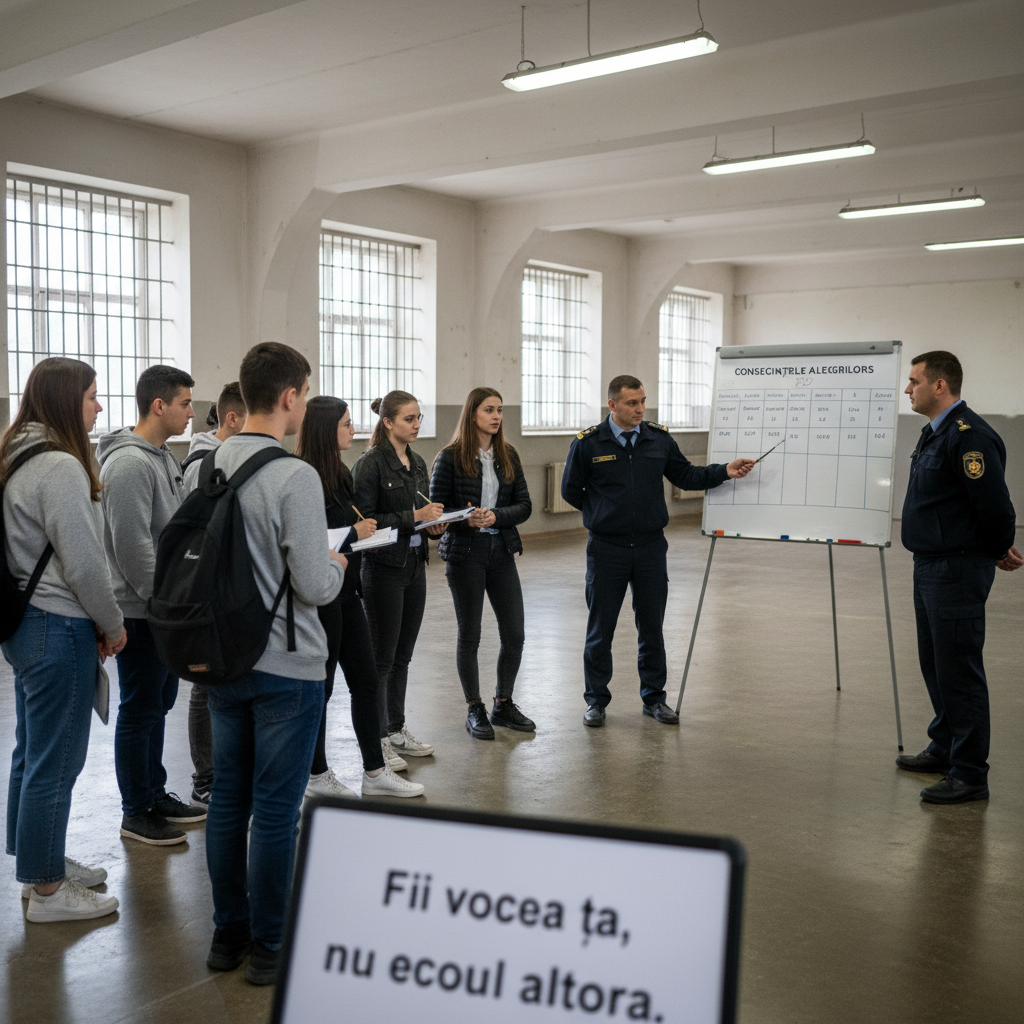 Elevi din Bârlad învață responsabilitatea la Penitenciarul Vaslui prin campania Fii vocea ta, nu ecoul altora